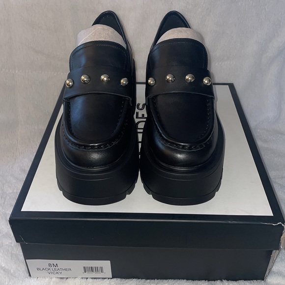NWT J/SLIDES VICKY Black Leather Platform - Picture 8 of 16